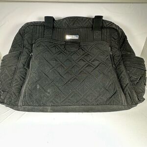 Vera Bradley Stroll Around Baby Diaper Bag | Black | Quilted Tote Handbag Travel
